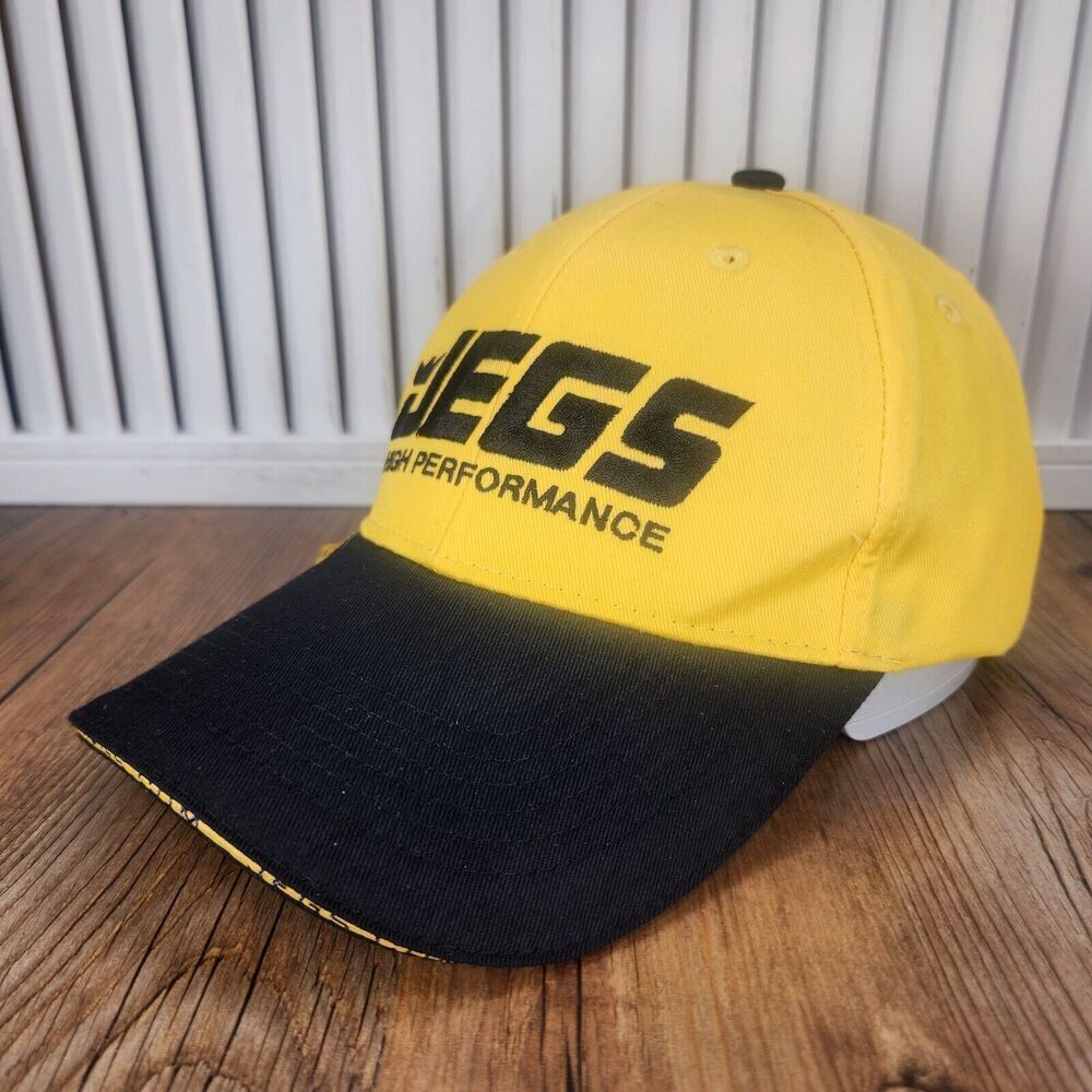 JEGS High Performance Strapback Hat Cap Yellow Black Auto Parts Cars Mechanic